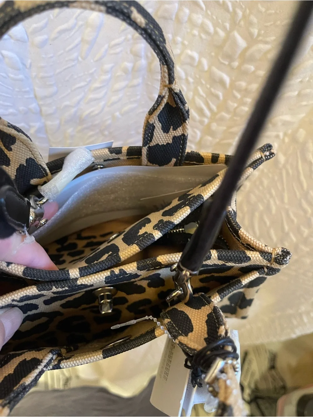 COACH New York Cargo Mini Canvas Leopard Print Tote Bag 20 - NWT **